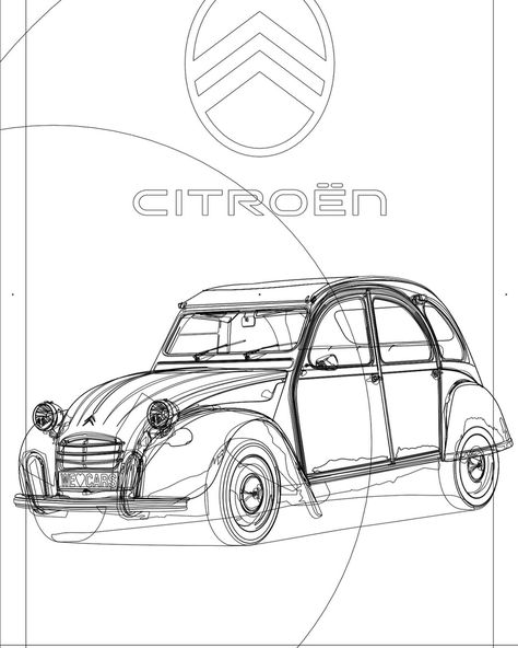 « Faire une voiture pouvant transporter quatre personnes et 50 kg de pommes de terre ou un tonnelet, à la vitesse maximale de 60 km/h, pour une consommation de 3 litres au cent, un faible coût d’entretien et un prix de vente du tiers de la traction ». . Voila pour le cahier des charges d’un emblème automobile français ! . Pour les formats les prix et vos commande, envoyez-moi un message :-) . . . #2cv #citroen #citroen2cv #citrenanciennes #classiccitroen #frenchcar #welooooovecars #illustrati... Illustrator Drawing, Illustrator