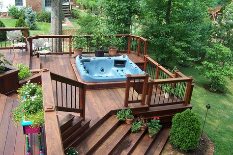 Deck with hot Tub | Creative Design Builders, Inc. | Flickr Whirlpool Deck, Wooden Deck Designs, Hot Tub Deck Design, Pergola Metal, Sunken Hot Tub, Hot Tub Landscaping, Hot Tub Surround, Hot Tub Patio, Hot Tub Designs