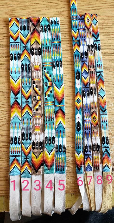 Native American Beadwork Bracelets, Beaded Hatbands Native American, Native Beaded Bracelets Loom Patterns, Bead Loom Patterns Native, Beaded Hat Band Patterns, Seed Bead Patterns Free, Beaded Hat Bands, Native American Beadwork Patterns, Native Beading Patterns