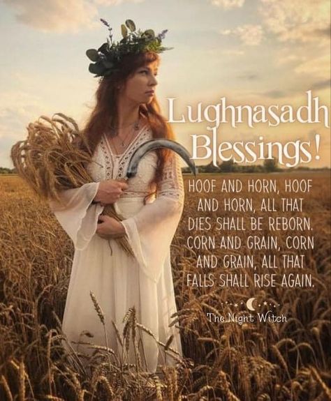 Lughnasadh is the first of three harvest festivals, and the central crop in this case is grain. Traditionally the first sheaf of grain is cut, winnowed, ground, and baked into ceremonial bread – the delicious result of months of labor. In the process the seeds for next year’s grain are carefully saved, and the wheel keeps turning. Pagan Sabbats, Lammas Lughnasadh, Moon Sisters, Rainbow Songs, Harvest Festivals, Night Witches, Solstice Celebration, Pagan Spirituality, Pagan Crafts