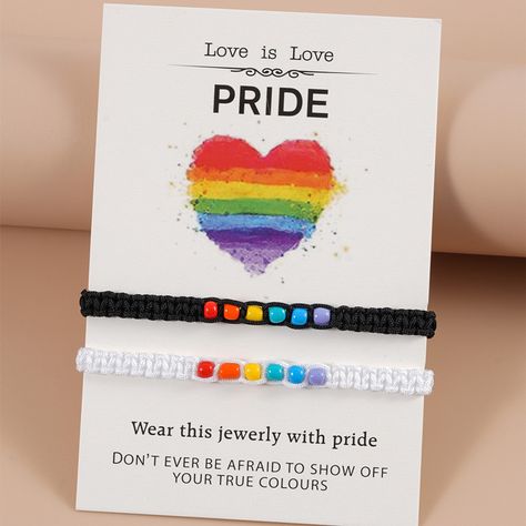 Pulseras Ideas, Lgbt Bracelet, Bracelets Sets, Pride Jewelry, Heart Bracelets, Bisexual Pride Flag, Lesbian Pride Flag, Pride Jewellery, Pride Bracelet