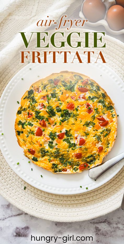 Air-Fryer Tortilla-Shell Veggie Frittata Recipe | Hungry Girl Air Fryer Meals Healthy, Golo Breakfast, Air Fryer Frittata, Recipes For Air Fryer, Veggie Frittata Recipes, Weight Watchers Food, Frittata Recipes Breakfast, Healthy Air Fryer Recipes, Air Fryer Meals