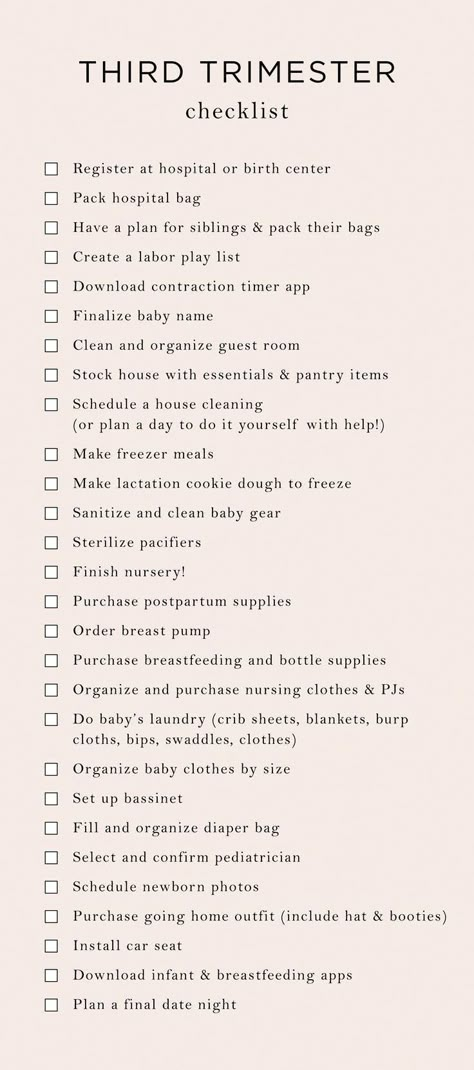 Third Trimester Checklist, Trimester Checklist, 3rd Trimester, Baby Checklist, Baby Life Hacks, Baby Sleep Problems, Baby Planning, Baby Hospital, Preparing For Baby