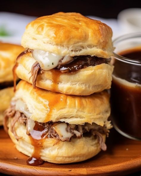 The moment I tasted this recipe, I was hooked for life Easy French Dip Sandwiches, French Rolls, Yummy Food Recipes, French Dip Sandwiches, Dip Sandwiches, Hamburgers Grilled, Slider Sandwiches, Sliced Roast Beef, Best Sandwich Recipes