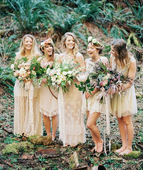 Boho Bridesmaids Styling Tips... Hippy Wedding, Boho Bridesmaid Dress, Boho Bridesmaids, Rustic Bridesmaid Dresses, Bohemian Bridesmaid Dress, Bohemian Bridesmaid, Rustic Bridesmaids, Boho Chic Bride, Bridesmaid Dresses Boho