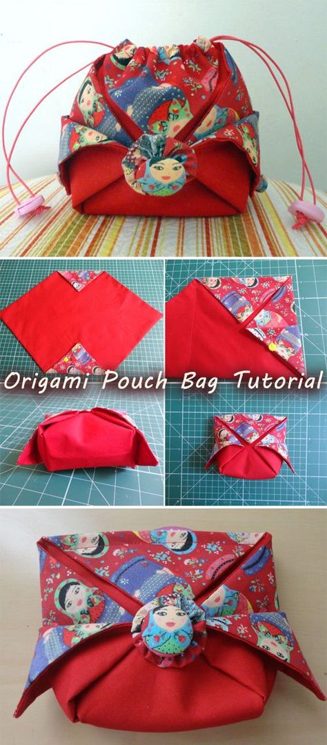 Omiyage Bag Tutorial, Omiyage Ideas, Bag Craft Ideas, Diy Handbag Tutorial, Origami Pouch, Diy Origami Home, Diy Origami Home Decor, Bag Origami, Diy Bags Tutorial