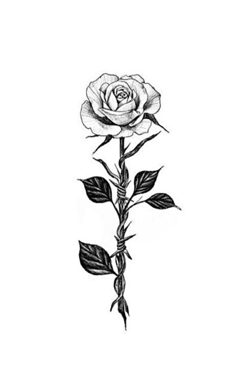 Barbed Wire With Rose Tattoo, Barb Wire And Roses Tattoo, Thorn And Rose Tattoo, Roses Thorns Tattoo, Rose With Barbed Wire Tattoo, Edgy Rose Tattoo, Rose With Thorns Tattoo Design, Barbwire Rose Tattoo, Card Rose Tattoo