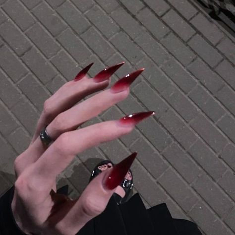 Cat Claw Nails, Vampire Core, Vampire Nails, Gothic Nails, Claw Nails, Goth Nails, Grunge Nails, Red Nail Polish, Pretty Gel Nails