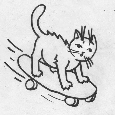 #lowart #lofi #tattoo #art #linework #0tst0y #otstoy #tattooflash #tattoo_flash #drawing #illustration #draw #sketch #stickandpoke #sticknpoke #tattoo #blackandwhite #traditionaltattooflash #cat #kitty #skateboard #skate Lofi Tattoo, Cat On Skateboard, Tattoo Art Ideas, Drawing Of Cat, Cats Sketch, Skate Tattoo, Skateboard Tattoo, Cats Funny Cartoon, Cat Skateboard