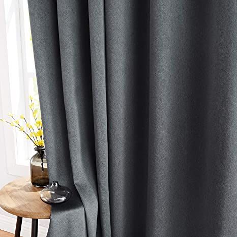 Fmfunctex Gray Full Blackout Curtain Panels for Bedroom 96-inch Long Soft Energy Efficient Modern Window Curtain Drapes Charcoal Grey, 40" Width/Panel 1 Pair Grommet Top Long Window Curtains, Soft Energy, Grey Blackout Curtains, Modern Window, Grey Curtains, Modern Windows, Window Insulation, Window Styles, Blackout Windows