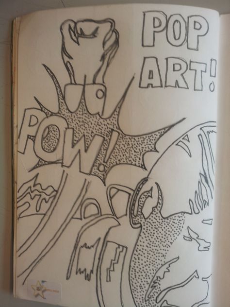 Yr9 Pop Art title page Pop Art Title Page Gcse, Pop Art Title Page, Gsce Art Title Page, Page Drawing Ideas, Art Title Page, Page Drawing, Year 9, Gcse Art, A Level Art