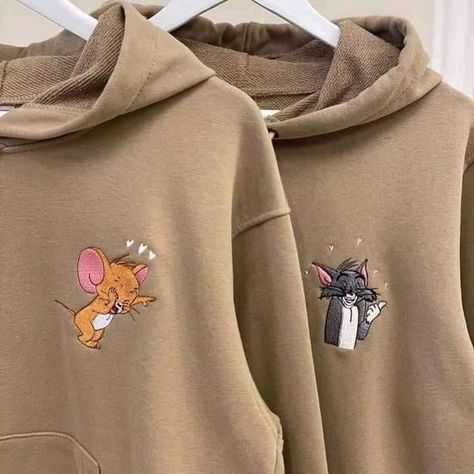 Happy customers everywhere! Matching Hoodies, Valentines Couple, Disney Outfit, Cat And Mouse, Animal Hoodie, Stylish Hoodies, Embroidery Hoodie, Animal Sweatshirt, Couples Sweatshirts