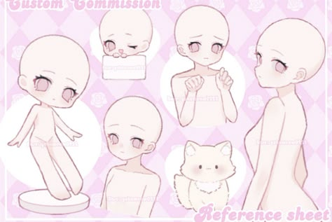 Chibi Wavy Hair, Child Base Drawing, Gacha Anatomy, Character Model Sheet T Pose, Chibi Body Base, Adoptable Base, Reference Anime, Body Bases, Idea Drawing