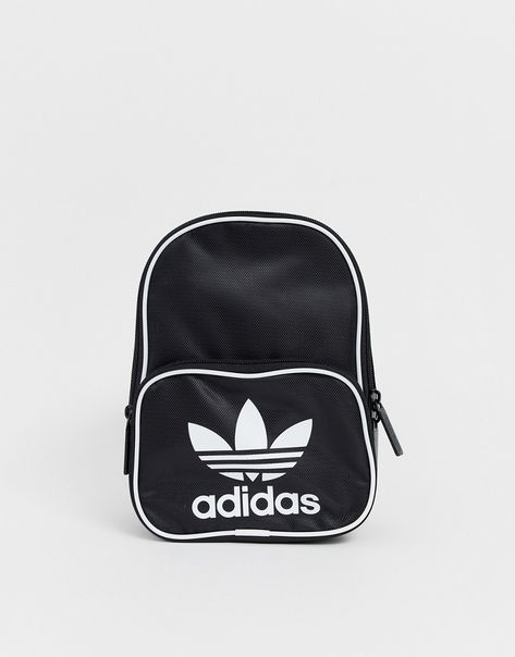 adidas Originals trefoil mini backpack in black 30.00 USD Adidas Originals Logo, Spot Popping, Photo Logo, Black Spot, Mini Backpack, Pop Fashion, Black Backpack, New Age, World Of Fashion