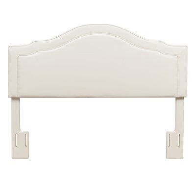 The upholstered headboard has classic lines that work perfectly in any traditional, transitional or contemporary setting. Upholstered in creamy white faux leather, the camelback shape features scalloped corners and matching piping that follows the edge profile, providing crisp distinction. It’s built to last with solid wood legs in a creamy white finish and has an adjustable base to fit a full or queen bed frame. The height is adjustable to fit any mattress. | Steve Silver Furniture Full / Queen Curved Upholstered Headboard, Preppy Headboards, White Fabric Headboard, White King Bed Frame, Princess Headboard, Cute Headboard, Steve Silver Furniture, Queen Upholstered Headboard, Upholstered Panel Headboard