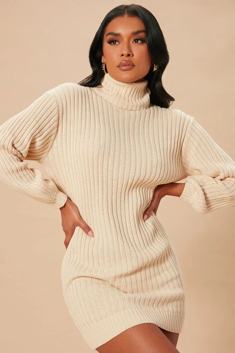 Sweater Dress With Boots, Turtle Neck Sweater Dress, Taupe Fashion, Taupe Sweater, Sweater Mini Dress, Mini Dress Long Sleeve, Turtle Neck Sweater, Turtleneck Sweater Dress, Mini Sweater Dress