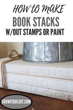 Diy Book Stacks, Book Stacking, How To Make Book, Books Stacked, Diy Old Books, Wood Books, Stamped Books, Books Diy, Old Book Crafts