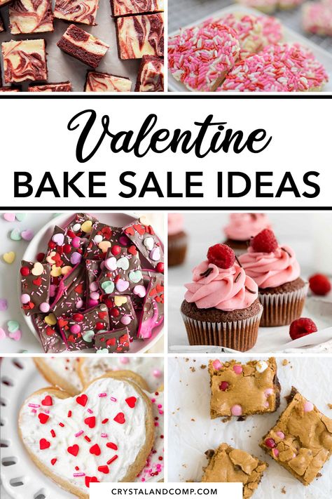 Looking for some easy recipes to make your Valentine's Day bake sale a hit? Look no further! These delicious treats, including Valentine Chocolate Chip Cookie Cake, Valentine OREO Cookie Balls, Valentine Cookie Bars, and more, are sure to make everyone's heart melt. Surprise your customers with these mouthwatering delights that are perfect for spreading the love. Get baking and make your bake sale unforgettable with these sweet valentine treats. Don't miss out on these easy, scrumptious recipes! Valentine’s Day Bake Sale, Valentine Bake Sale, Easy Valentines Day Treats, Easy Bake Sale Ideas, Kids Bake Sale, Bakesale Ideas, Bake Sale Ideas, Healthy Valentines Treats, Bake Sale Desserts