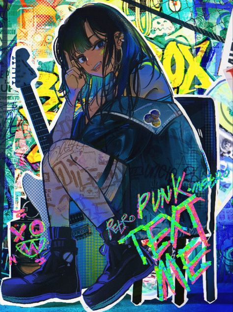 Sci Fi Anime Art, Punk Collage, Punk Girls, Retro Punk, 캐릭터 드로잉, Poses References, 영감을 주는 캐릭터, Sketchbook Art Inspiration, Art Inspiration Drawing