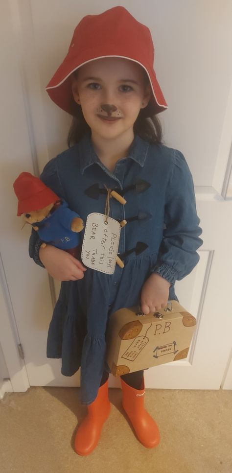 Paddington Bear Diy Costume, Girls World Book Day Costumes, Paddington Costume, Paddington Bear Costume, Fairytale Costume, Diy Girls Costumes, Easter Hat Parade, British Costume, Book Costumes