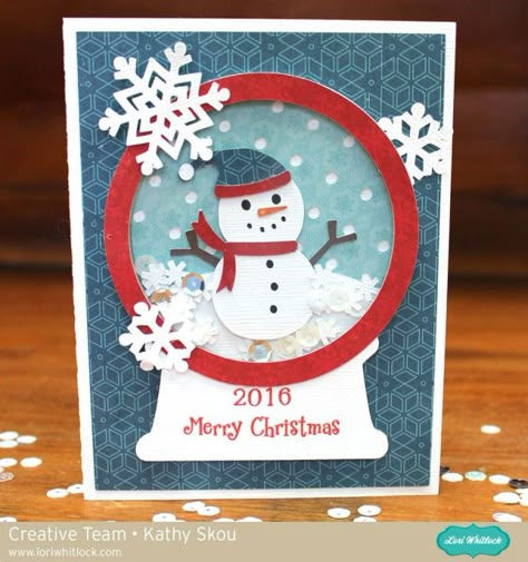 A2 Snow Globe Shaker Card Tutorial with Kathy – Lori Whitlock Cas Christmas Cards, Shaker Cards Tutorial, Chrismas Cards, Winter Bulletin, Lori Whitlock, 3d Ideas, Card Scrapbook, Simple Christmas Cards, Snowman Cards