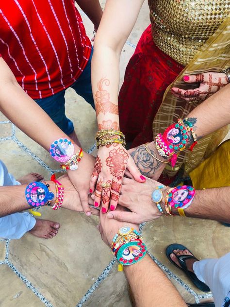 Photo rakhi for brothers, pose idea with siblings with rakhi Brother Sister Rakhi Photography, Rakhi Poses, Photo Rakhi, Brother Sister Poses, Sister Poses, Cotton Blouse Design, Sibling Poses, Bollywood Outfits, Pose Idea