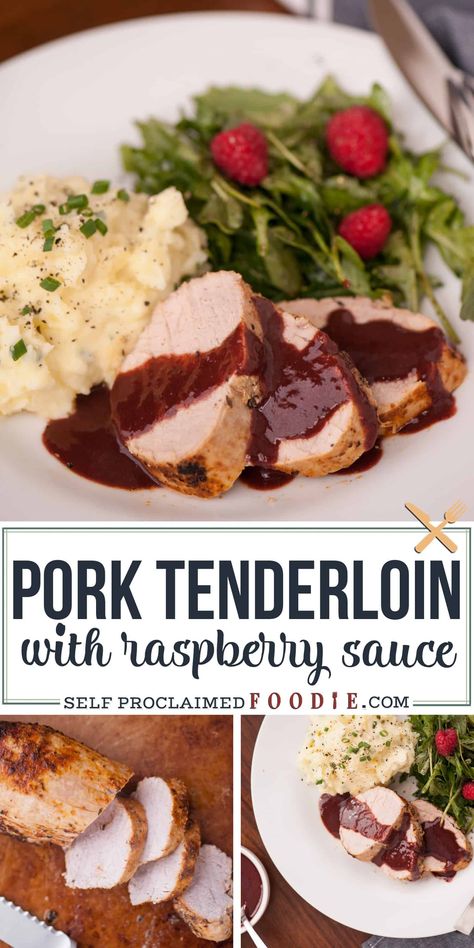 Delight the entire family by making this flavorful and healthy Pork Tenderloin with a savory balsamic Raspberry Sauce for dinner. Easter Dinner Pork Tenderloin, Fruit Sauce For Meat, Low Fodmap Pork Tenderloin Recipes, Raspberry Pork Tenderloin, Pork Tenderloin Dipping Sauce, Dipping Sauce For Pork Tenderloin, Pork Tenderloin With Chutney Recipes, Raspberry Dinner Recipes, Sauce For Pork Tenderloin Simple