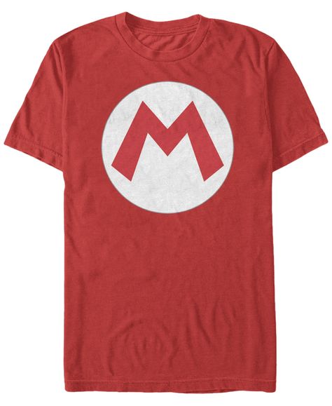 Nintendo Men's Super Mario Big M Logo Costume Short Sleeve T-Shirt - Red Circle Icon, Nintendo Classic, Hama Beads Minecraft, Mario Bros., Mario Brothers, Vinyl Shirts, Lego Batman, Red T Shirt, Men's Graphic T Shirt