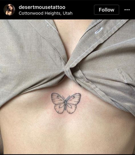 Butterfly Tattoo On Sternum, Sternum Tattoo Women Butterfly, Butterfly Sternum Tattoo Women, Butterfly Tattoo Sternum, Butterfly Tattoo Between Breast, Sternum Tattoo Butterfly, Sternum Butterfly Tattoo, Underboob Butterfly Tattoo, Butterfly Underboob Tattoo