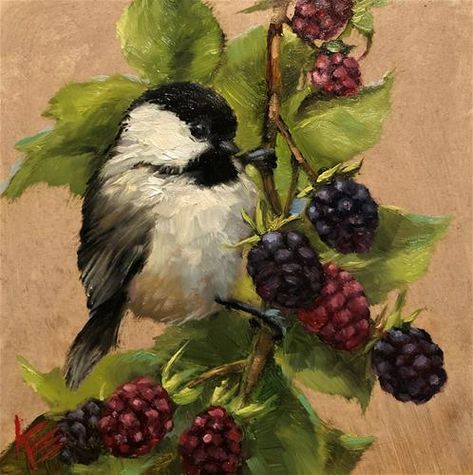 Krista Eaton Gallery of Original Fine Art Chickadee Art, I Am A Teacher, Bird Painting Acrylic, Painted Rock Animals, Pastel Sec, Chickadees, Bird Artwork, Bird Drawings, Art Painting Acrylic