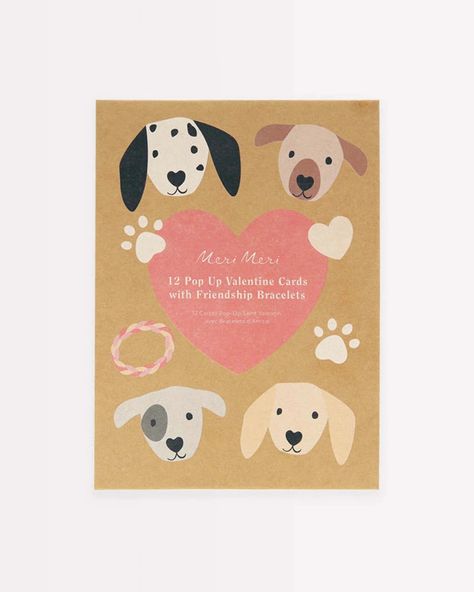 Is it a card, is it a decoration, is it a gift? It's all three! Share some puppy love with our beautifully designed and crafted cards, featuring an adorable pop up 3D dog and dog house, and a colorful friendship bracelet. A interactive gift to treasure long after Valentine's Day is over, perfect for classmates, friends Pop Up Valentine Cards, Dinosaur Valentine Cards, Interactive Gifts, Pop Up 3d, Dog Valentine, 3d Dog, Up Dog, Dog Valentines, Dog Paw Print