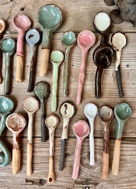 Ceramic Spoons, Stirring Spoons, Handmade Ceramic Spoons, Handmade Pottery Spoons, Minimalist Decor, Handmade Spoons, Organic Shapes Spoons - Etsy Handmade Ceramic Kitchenware, Organic Pottery Ideas, Clay Spoons Handmade Ceramic, Ceramic Tea Spoon, Ceramics Spoon, Ceramic Utensils, Ceramic Handbuilding, Clay Spoon, Clay Spoons