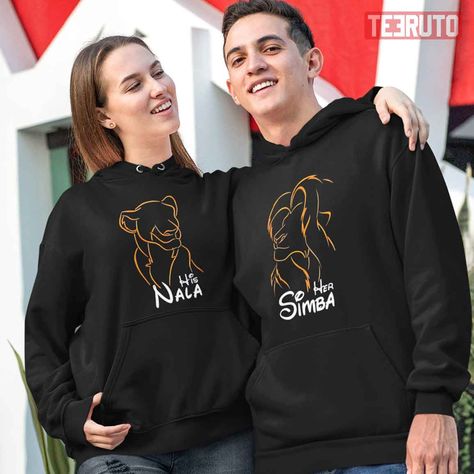 Matching Disney Hoodies, Disney Couple Outfits Ideas, Couples Sweatshirts Hoodie, Simba Lion King, Disney Prints, Valentine Hoodie, Disney Duos, Lion Couple, Matching Hoodies For Couples