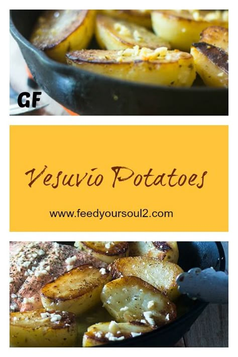 Vesuvio Potatoes from Feed Your Soul Too Potatoes | Gluten Free | Italian Recipe Italian Style Potatoes, Vesuvio Potatoes, Potatoe Ideas, Mostaccioli Recipe, Gluten Free Italian Recipes, Starchy Sides, Baked Mostaccioli, Spicy Meatball, Delicious Potatoes