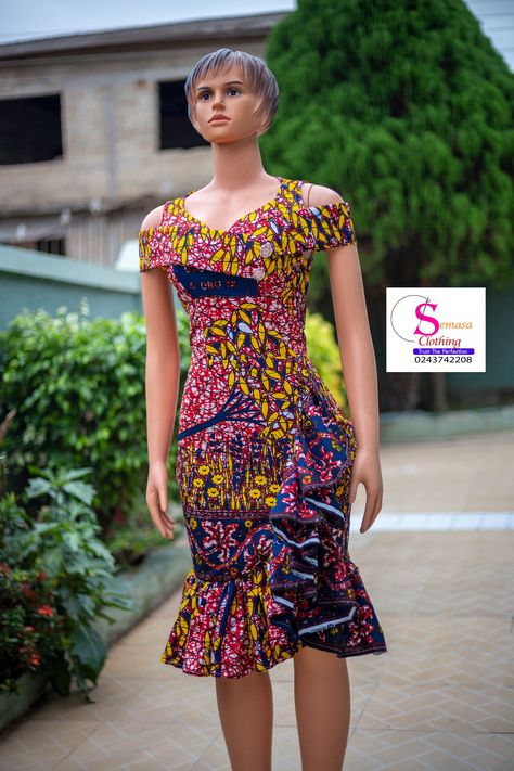 Ankara fit dress by Semasa Clothing Ankara Fitting Dress Styles, Fitting Dresses Ankara Styles, Native Outfits, Plus Size Black Dresses, Fashion Traditional, African Dresses For Kids, African Print Clothing, Best African Dresses, Ankara Gown