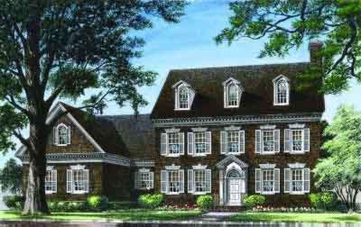 HousePlans.com 137-155 Georgian House Plans, Traditional Bedrooms, Colonial Style House Plans, Colonial House Plans, Southern House, Suburban House, Colonial Design, Southern House Plans, Traditional House Plan