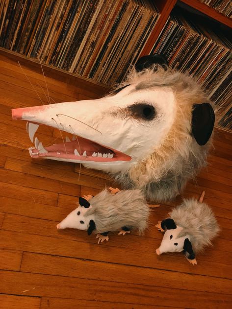 Possum Costume, Lobster Costume, Troll Dolls Vintage, Cardboard Sculpture, Cute Sewing Projects, Vintage Halloween Decorations, Cool Masks, Cat Mask, Halloween Inspo