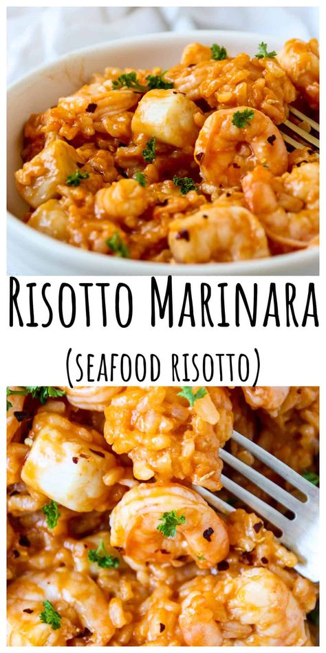 Shrimp With Risotto, Shrimp And Lobster Risotto, Best Shrimp Risotto Recipes, Fish Risotto Recipes, Orzo Seafood Recipes, Healthy Risotto Recipes Clean Eating, Italian Bistro Food, Rissoto Recipes Seafood, Summer Risotto Recipes