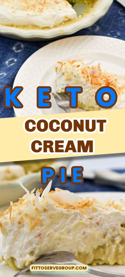 Coconut lovers rejoice because this keto coconut cream pie is everything. This low carb coconut pie features a rich, creamy egg custard filling, a buttery coconut flour crust and plenty of toasted coconut flakes to satisfy all your coconut pie cravings. A creamy sugar-free coconut pie. You’ll fall in love with this keto coconut cream pie! #ketococonutpie #lowcarbcoconutpie #ketopie #lowcarbpie Keto Coconut Cream Pie, The Boiled Egg Diet, Keto Treats, Egg Diet Plan, Low Carb Low Fat Recipes, Coconut Pie, Boiled Egg Diet Plan, Keto Sweets, Egg Custard