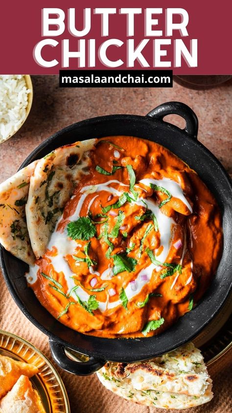 This Butter Chicken is the dreamiest creamiest Indian curry that you can make in the comfort of your own home, even down to the iconic bold orange-red color. It rivals your favorite restaurant's Chicken Makhani and is best when indulged with basmati rice or homemade garlic naan. Authentic Butter Chicken, Homemade Garlic Naan, Chicken Makhani, Murgh Makhani, Butter Chicken Curry, Garlic Naan, Indian Chicken, Butter Chicken Recipe, Chicken Masala