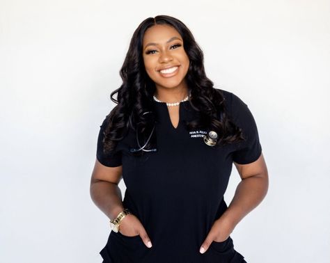 Black Physician Assistant Aesthetic, Esthetician Graduation Pictures, Esthetics Photoshoot, Scrubs Photoshoot, Esthetician Uniform, Esthetician Photoshoot Ideas, Doctors Scrubs, Boss Photoshoot, Esthetician Photoshoot