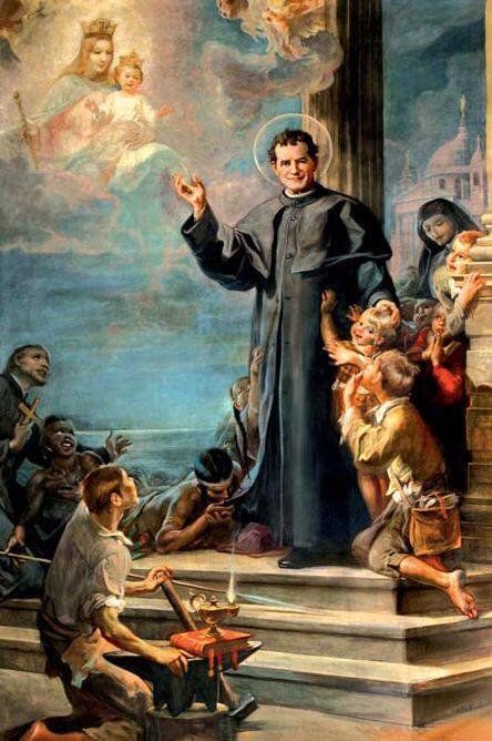 María Auxiliadora / 31 de Enero / Años: 1824-1888 / Lugar: Castelnuovo – Turín, Italia / Apariciones de la Virgen a San Juan Bosco (1815-1888). St John Bosco, Maria Goretti, Santi Cattolici, Don Bosco, Catholic Images, Santa Marta, San Giovanni, Jesus Art, Catholic Art