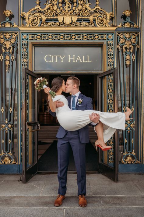 San Fran City Hall Elopement, San Francisco City Hall Photoshoot, San Francisco City Hall Wedding Photos, City Hall Wedding Outfit, San Francisco Courthouse Wedding, Realistic Wedding, City Hall Wedding Photography, City Hall Wedding Photos, San Francisco City Hall Elopement