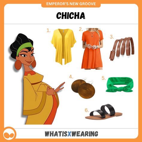 Dress like Chicha from the Emperor's New Groove with this adorable Halloween outfit idea and our dedicated guide! Emperors New Groove Costume, Couple's Costume, Cardigan With Shorts, Boo Bash, Cute Halloween Costume, Emperor's New Groove, Costume Guide, Halloween Costume Idea, The Emperor's New Groove