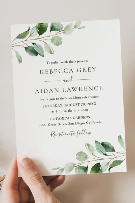 Rustic Botanical Eucalyptus Greenery Wedding Invitation
This simple and elegant Wedding Invitation features beautiful moody watercolor eucalyptus leaf branches & has been paired with a whimsical calligraphy and a classy serif font in gold and gray! #marriage #wedding #invitations #weddinginvitations #wedding #elegant #botanical Moody Watercolor, Simple And Elegant Wedding, Simple Wedding Invitation, Wedding Announcement Cards, Classy Wedding Invitations, Eucalyptus Wedding Invitation, Watercolor Eucalyptus, Eucalyptus Leaf, Elegant Wedding Invitation