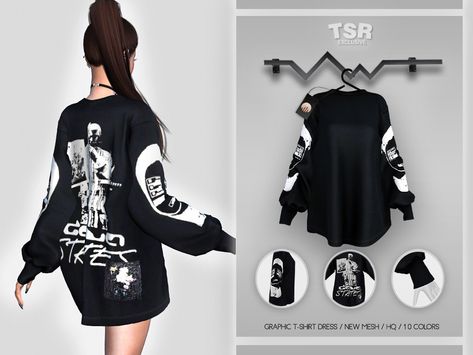 The Sims Resource - Graphic T-Shirt Dress BD411 Sims 4 Alpha Cc Outfits, Mods Sims 4, Sims 4 Tsr, Sims Packs, The Sims 4 Packs, Sims 4 Teen, Sims 4 Dresses, Sims 4 Downloads, Sims 4 Toddler