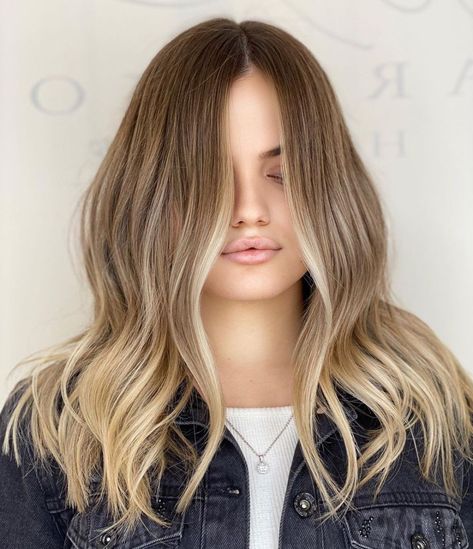 Dirty Blonde to Honey Blonde Ombre Dirty Blonde Hair Ideas, Dark Blonde Ombre, Dirty Blonde Hair Color Ideas, Dirty Blonde Hair Color, Natural Dark Hair, Long Hair Highlights, Ombre Blond, Blonde Hair Ideas, Ombre Hair Blonde