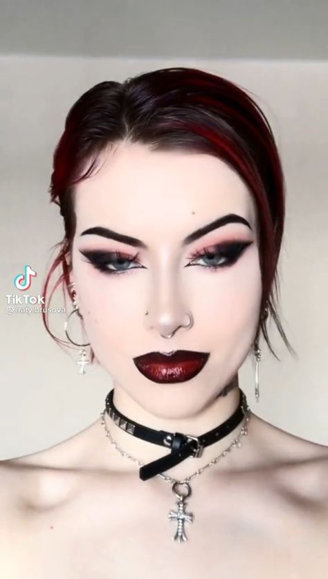 Dark Valentines Day Makeup, Romance Goth Makeup, Goth Valentines Makeup, Romantic Gothic Makeup, Hot Goth Makeup, Red Goth Makeup, Cat Woman Makeup, Succubus Makeup, Goth Makeup Tutorial