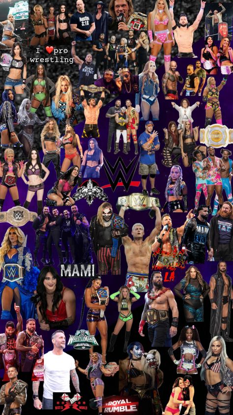 #wwe #prowrestling #wrestlingfan #collagewallpaper Wwe Pictures, Wwe Wallpapers, Wrestling Wwe, Women's Wrestling, Wwe Womens, Wwe Wrestlers, Wwe Superstars, Pro Wrestling, Wall Collage