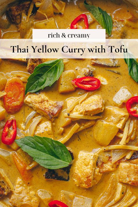 Thai Yellow Curry with Tofu – healthienut – Easy to follow plant-forward recipes Vegan Yellow Thai Curry, Curry Recipes Tofu, Coconut Curry Tofu Recipes, Thai Coconut Curry Tofu, Yellow Thai Curry Recipe Vegetarian, Thai Yellow Curry Vegetarian, Vegan Thai Curry Recipes, Curry Tofu Recipes, Tofu Curry Recipes